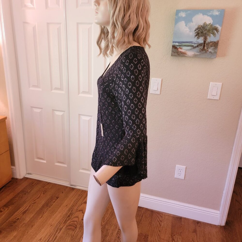 Onyx Nite Sparkly Black Top Size M NWT - Picture 4 of 8